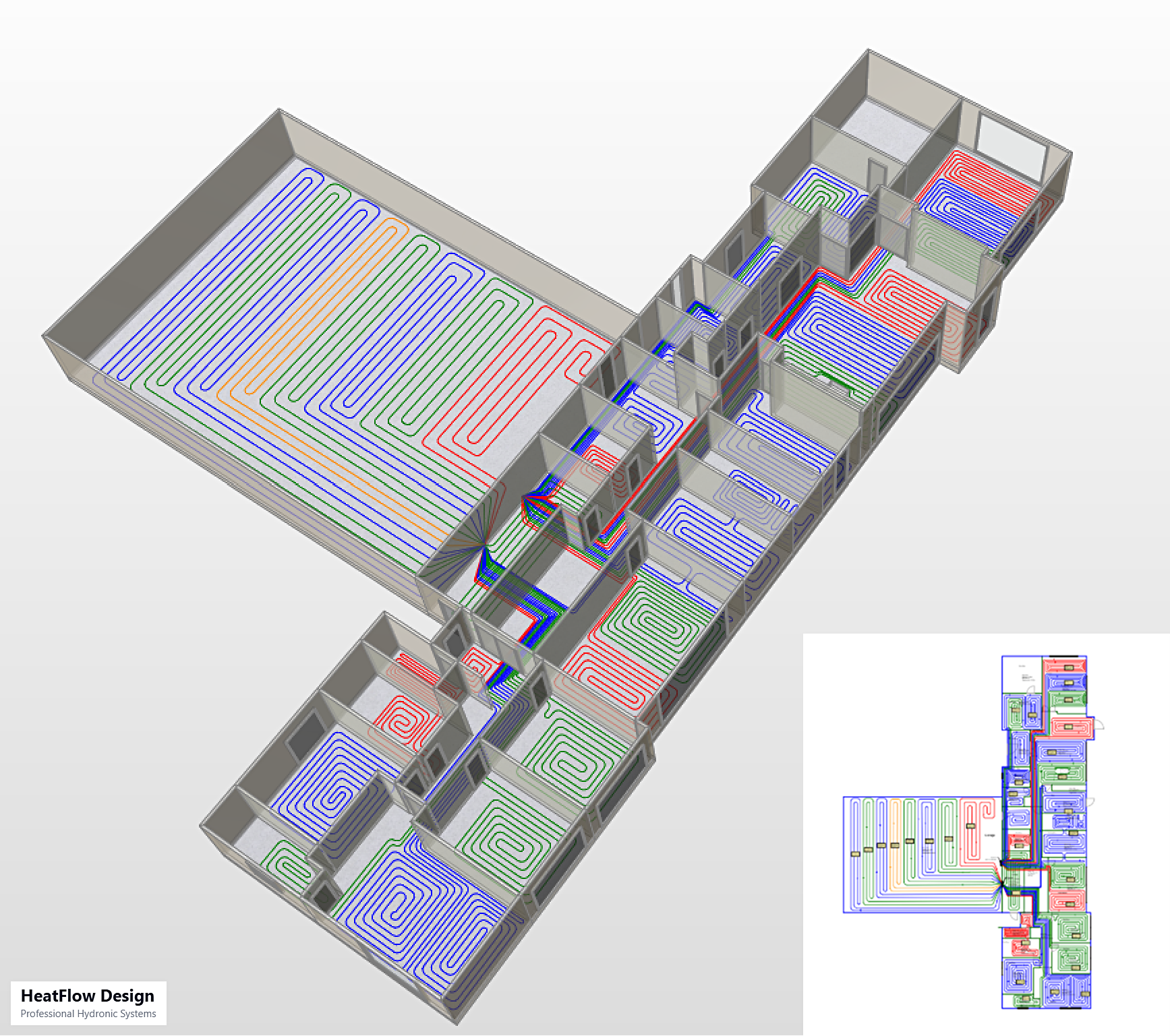 Professional hydronic floor heating CAD design layout